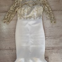 Официална рокля! Бяло и златисто, снимка 3 - Рокли - 42775753