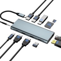 Нов 12 в 1 Мултифункционален USB C Хъб, 12 порта, Поддържа HDMI/DP, снимка 1 - Друга електроника - 44248893