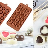 15 сърца сърце с дупка за пълнеж силиконов молд форма за шоколадови бонбони  фондан гипс в Форми в гр. Ямбол - ID29570044 — Bazar.bg
