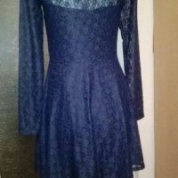 Луксозна синя рокля на Н&М, от дантела - ПРОМОЦИЯ👗🌹S/M,M👗🌹арт.871, снимка 4 - Рокли - 30729219