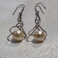 Сребърни обеци 925 с перли , снимка 4 - Обеци - 44279302