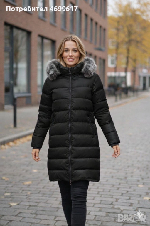 Дамско дълго яке с пух , снимка 1