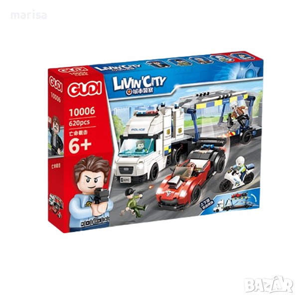 Конструктор Gudi Полиция, тип лего, 620 елемента Код: 10006-1, снимка 1