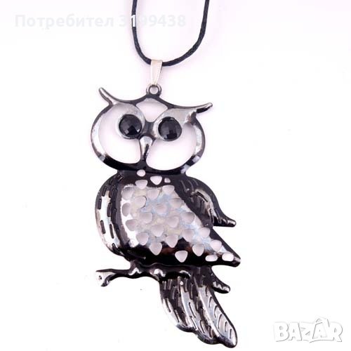 Ретро висулка за колие Сова с черни очи , снимка 1