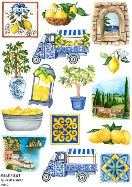 Скрапбук стикери за декорация планер лимони lemonade самозалепващ лист А5 - различни видове, снимка 1