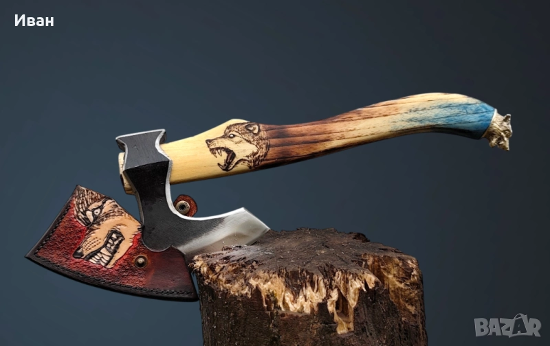 Брадва ръчна изработка вълк , топор , секира, , снимка 1