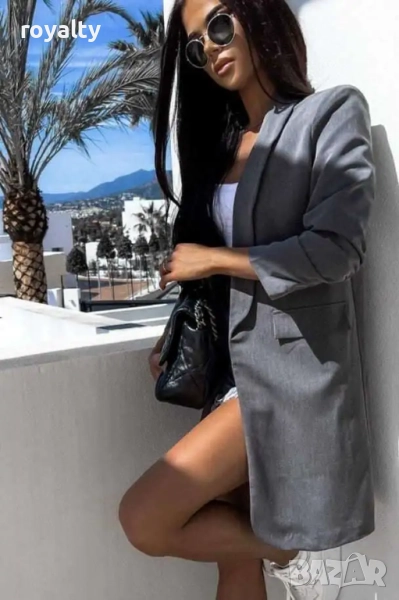 Дамско сако с хастар в сиво, снимка 1