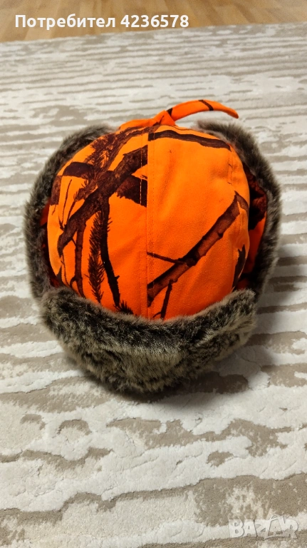 Ушанка-оранжев камуфлаж, снимка 1