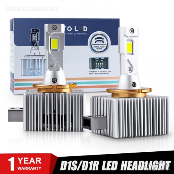 Крушки за фарове D1S D1R Led Диодни,12 000 LM Plug Play директен монтаж Hid -Led Canbus без грешки 2, снимка 1