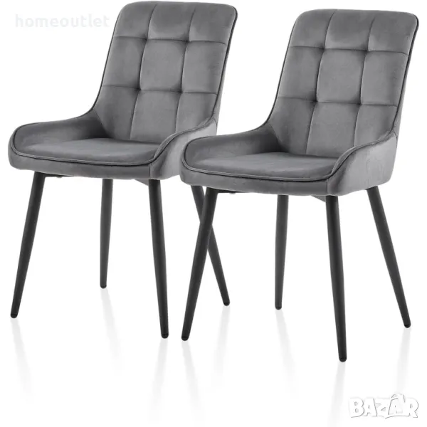 ПРОМОЦИЯ Трапезни столове с дамаска от кадифе (к-кт от 2 бр) C-U-DC-B0191DGY, снимка 1