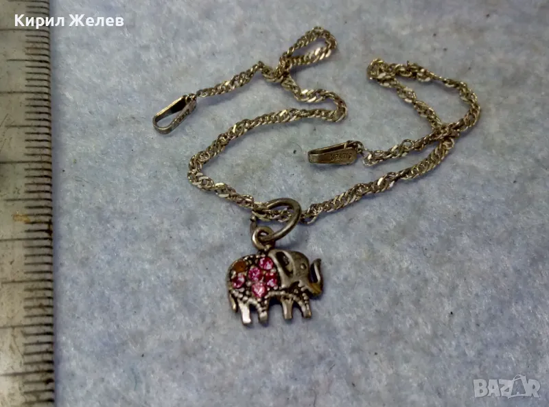 СТИЛНА ВИНТИДЖ ПЛЕТКА СРЕБЪРНА ГРИВНА СРЕБРО 925 със СРЕБЪРНА ВИСУЛКА СЛОНЧЕ с КРИСТАЛЧЕТА 49315, снимка 1