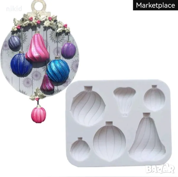 Коледни топки играчки на черти коледна топка Коледен силиконов молд форма фондан шоколад декор, снимка 1