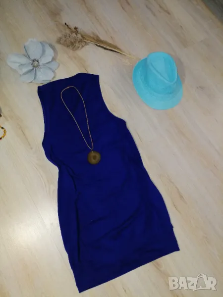 Рокля / туника с гол гръб в кралско синьо, снимка 1