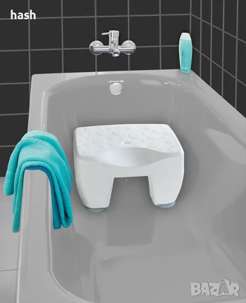 Нехлъзгаща се табуретка за баня със здрава пластмасова текстурирана повърхност, 150 kg товароподемно, снимка 1