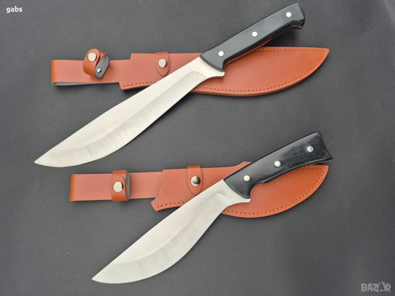 Уникален масивен ловен нож,фултанг с кожена кания,два модела, снимка 1