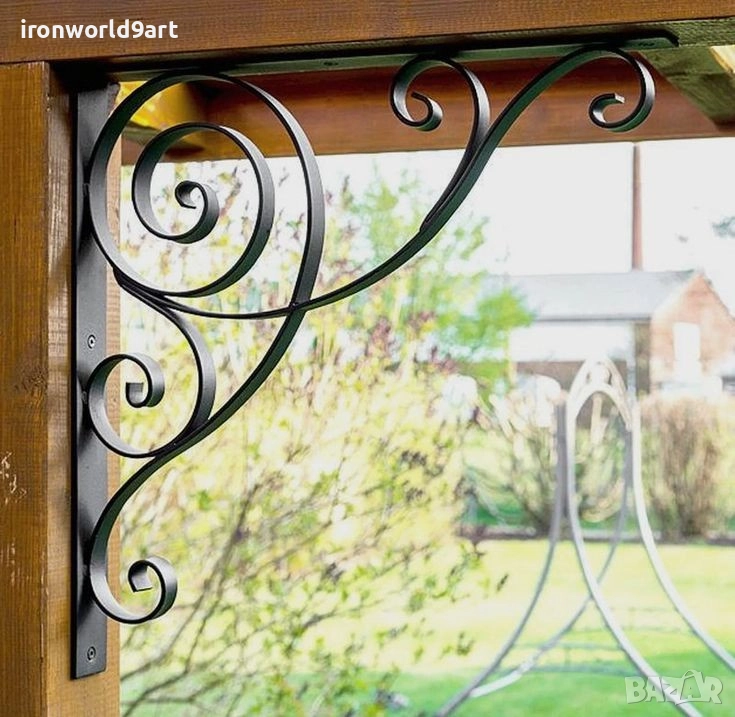 Конзоли , рафтодържачи стойки и ъгли за рафтове , етажерки,мивки,фенери,саксииот ковано желязо, снимка 1
