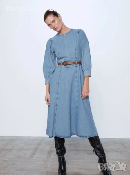 Zara дънкова рокля, размер XS/S, снимка 1