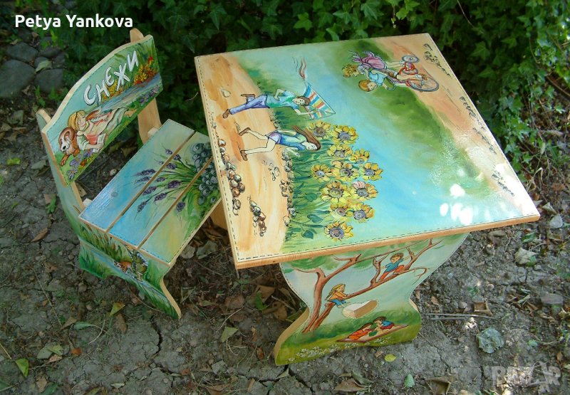 рисувана маса и стол, снимка 1