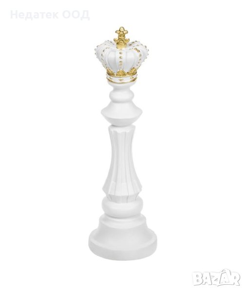 Декоративна пешка за шах, "Крал", бяло злато, 11.5x39.5cm, снимка 1