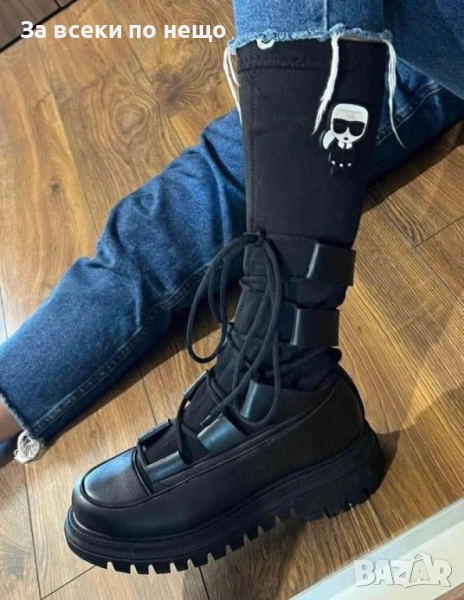 Karl Lagerfeld Дамски Черни Зимно Ботуши Карл Лагерфелд Код S119, снимка 1