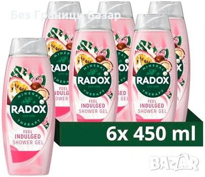 Нов комплект Душ гел Radox Feel Indulged 6x450 мл тропическо изкушение, снимка 1