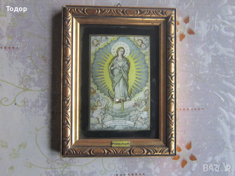 Стара картина икона Дева Мария Невигес 19 век, снимка 1