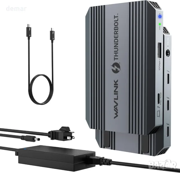 Докинг станция Thunderbolt 4, WAVLINK USB C хъб с двоен 4K@60Hz дисплей, 100w PD, USB-A 3.2 Gen 2, снимка 1