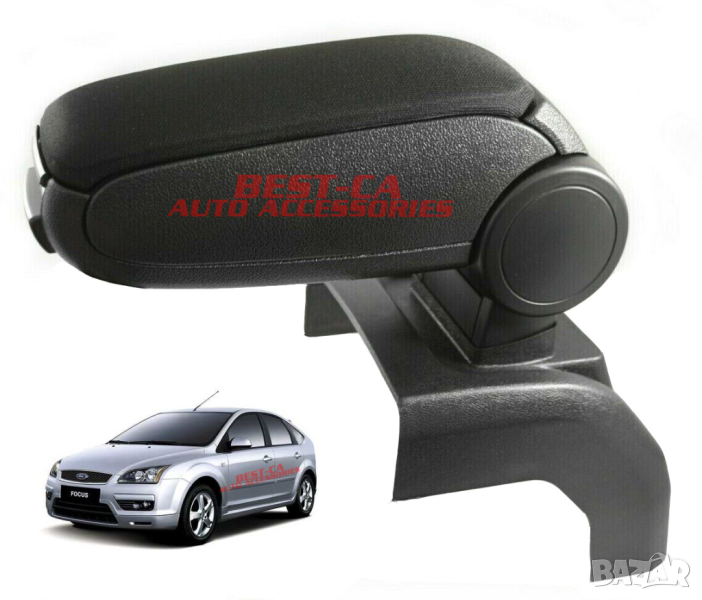 Текстилен черен подлакътник за Форд Фокус 2 / Ford Focus Mk2 (2004-2010), снимка 1