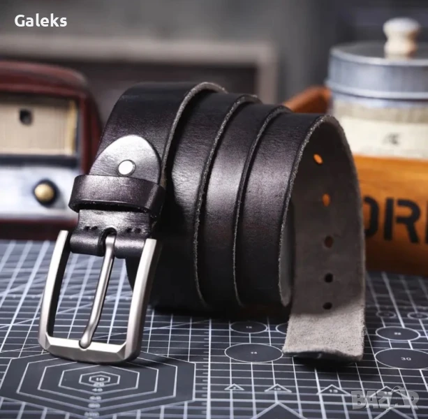 Луксозен, Мъжки, Спортен кожен колан S.WORKER* с кутия /Върхова телешка кожа!, снимка 1