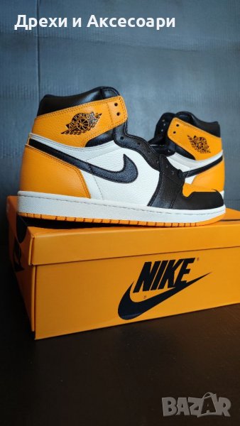 Nike Air Jordan 1 High Yellow Toe Taxi Жълти Кецове Обувки Нови Оригинални Размер 43 Номер Найк, снимка 1