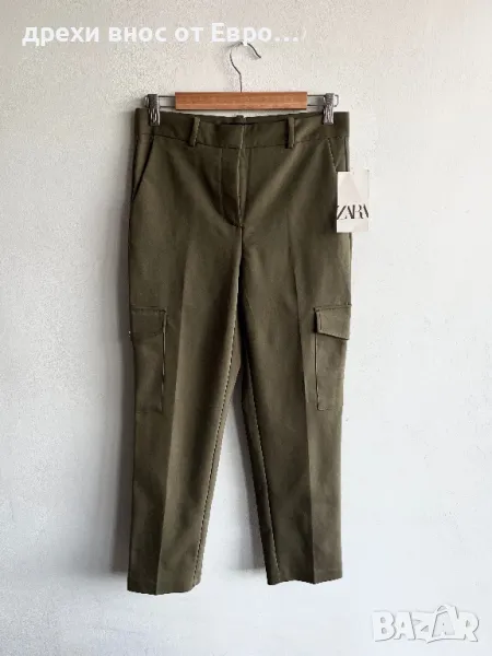 ZARA S зелен дамски панталон, снимка 1