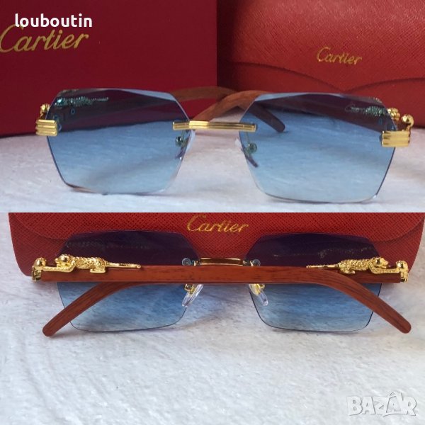 Cartier висок клас слънчеви очила Мъжки Дамски слънчеви с дървени дръжки, снимка 1