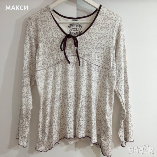 Маркова еластична ефектна и нежна блузка с вързалки, снимка 1