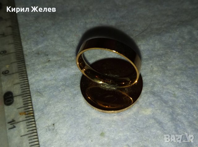 BVLGARI ПОЗЛАТЕН МАРКОВ СЕДЕФЕН АРТ ПРЪСТЕН БУЛГАРИ от БЛАГОРОДНА НЕРЪЖДАЕМА СТОМАНА 38916, снимка 13 - Пръстени - 42082394