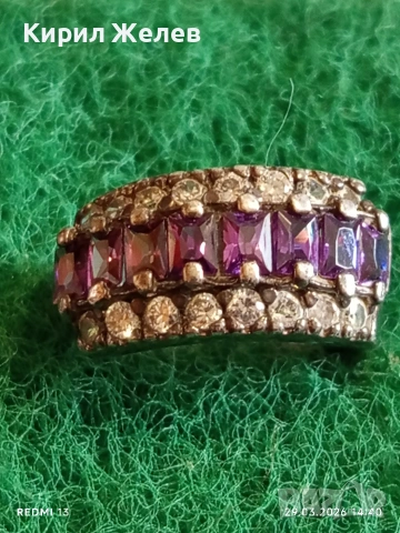 Изящен сребърен пръстен с ПЛАНИНСКИ КРИСТАЛ и АМЕТИСТ стил и елегантност 39230, снимка 3 - Пръстени - 54014760