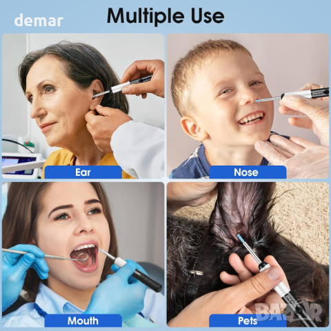 Комплект за премахване на ушна кал OneAmg 1920P HD отоскоп с камера, снимка 7 - Други - 44580288