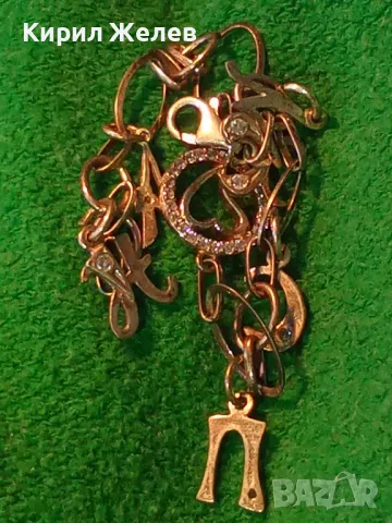 СКЪПОЦЕННА ВИНТИДЖ АРТ СРЕБЪРНА ГРИВНА с БУКВИЧКИ СРЕБРО 925 с БЯЛА ПОЗЛАТА и ИСКРЯЩИ ЦИРКОНИ 48561, снимка 17 - Гривни - 50136371