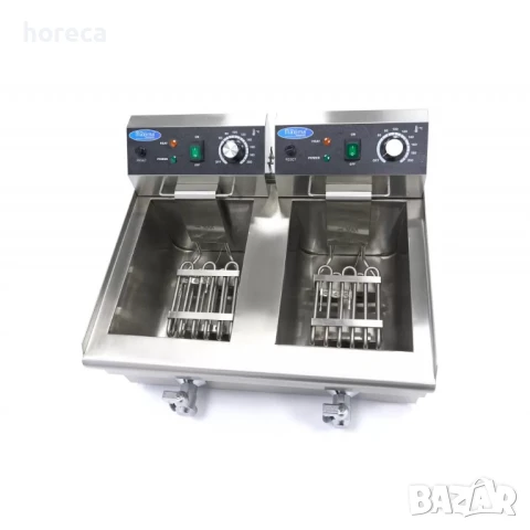 Фритюрник 2 x 10л - с кран 50°C до 200°C, снимка 5 - Обзавеждане на кухня - 50963146