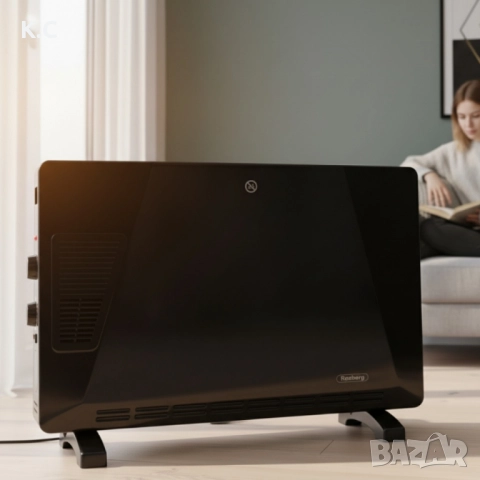 Конвекторен отоплител Rosberg – 2500W, 3 степени, с вентилатор, защита от прегряване (бял или черен)