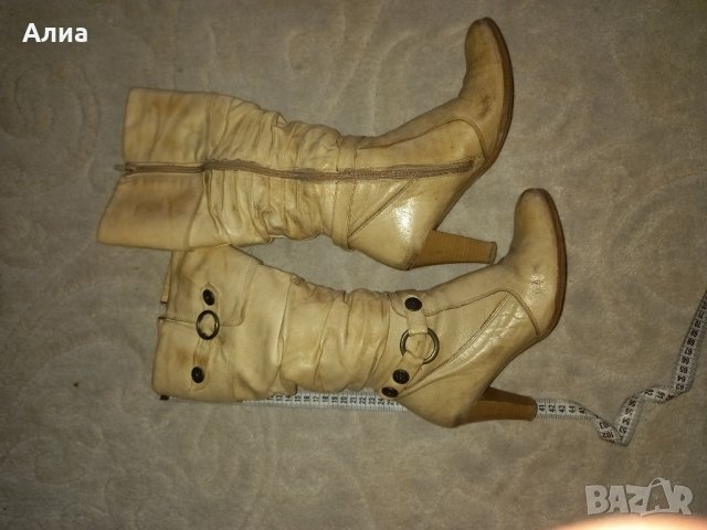 Ботуши кожени, номер 38, сиви,черни, бежови, снимка 16 - Дамски ботуши - 34111702