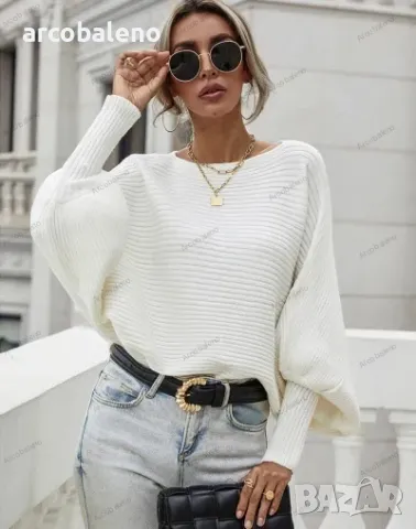 Дамски свободен пуловер с кръгло деколте и дълги ръкави, 6цвята , снимка 2 - Блузи с дълъг ръкав и пуловери - 42678795