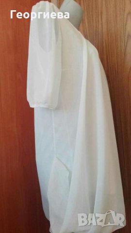 Прекрасна бяла туника/рокля от шифон👗🍀M/L,L👗арт.175, снимка 5 - Туники - 30034831
