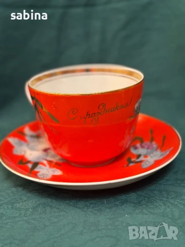 Руски порцелан-чаши за чай, мляко, компот на Барановски завод -Малва, снимка 3 - Антикварни и старинни предмети - 50717225