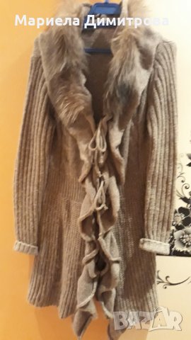 Кафява жилетка с естествен косъм, снимка 2 - Жилетки - 30260987