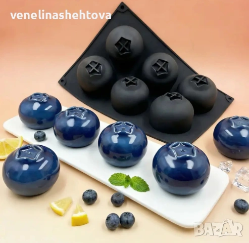 6 броя големи боровинки боровинка силиконов молд форма шоколад бонбони свещи фондан декорация торта 