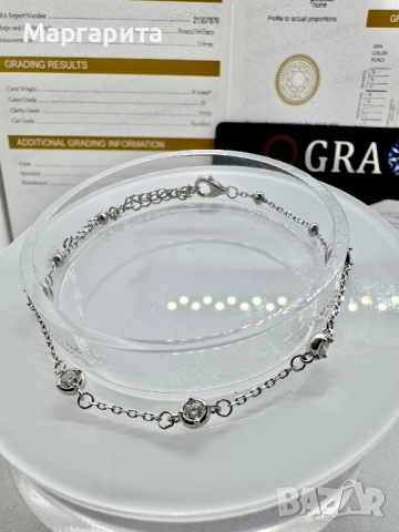 Сребърна гривна с мойсанит (диамант) 0.5 карата, снимка 2 - Гривни - 52059306