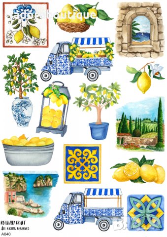 Скрапбук стикери за декорация планер лимони lemonade самозалепващ лист А5 - различни видове