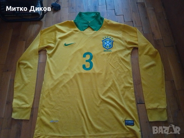 Бразилия футболна тениска дълъг ръкав #3 Тиаго Силва размер М