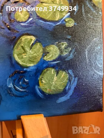 Българска картина маслени бои върху платно “Нощно езеро”, снимка 3 - Картини - 50024806