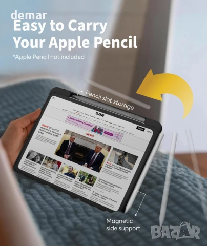 EIP калъф за iPad Air 11" M3/M2 (2025/2024), 5-то/4-то поколение (2022/2020), регулируема стойка, снимка 6 - Таблети - 50779135
